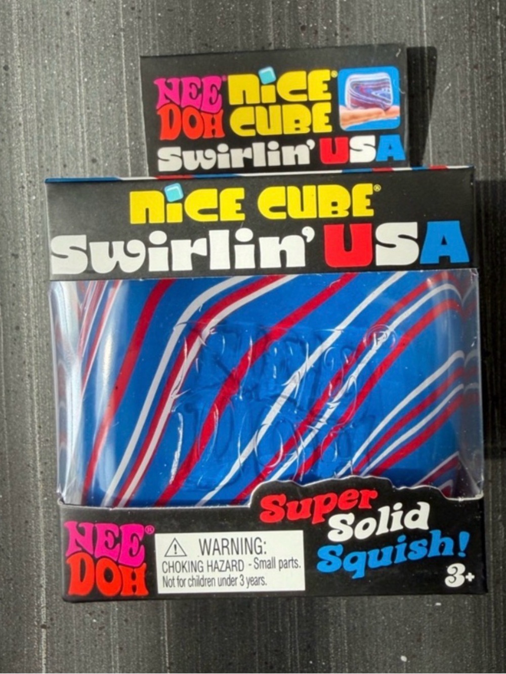 Nice Cube Swirlin' USA Super Solid Squish - Blue with Red & White Swirl